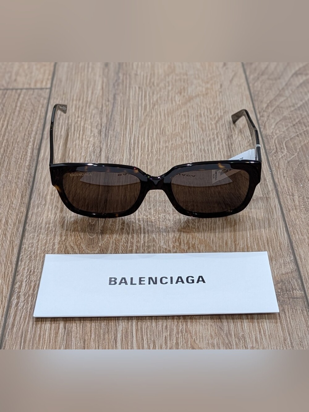 $415 Mens Authentic BALENCIAGA 55mm Rectangle Sunglasses Havana Brown